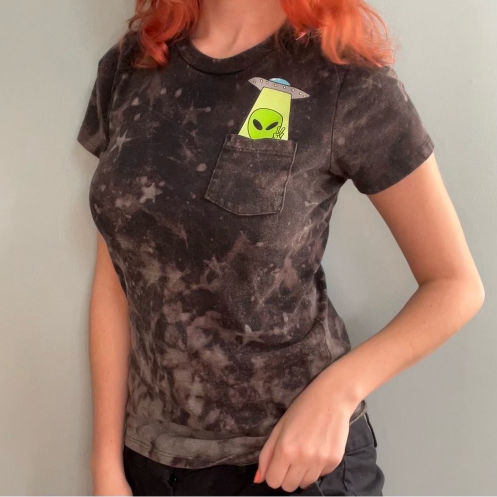 Bleach dyed alien shirt